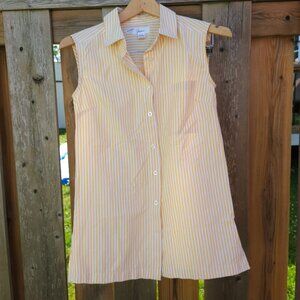 Japna Sleeveless Collared Yellow Striped Shirt Button Down Size XS